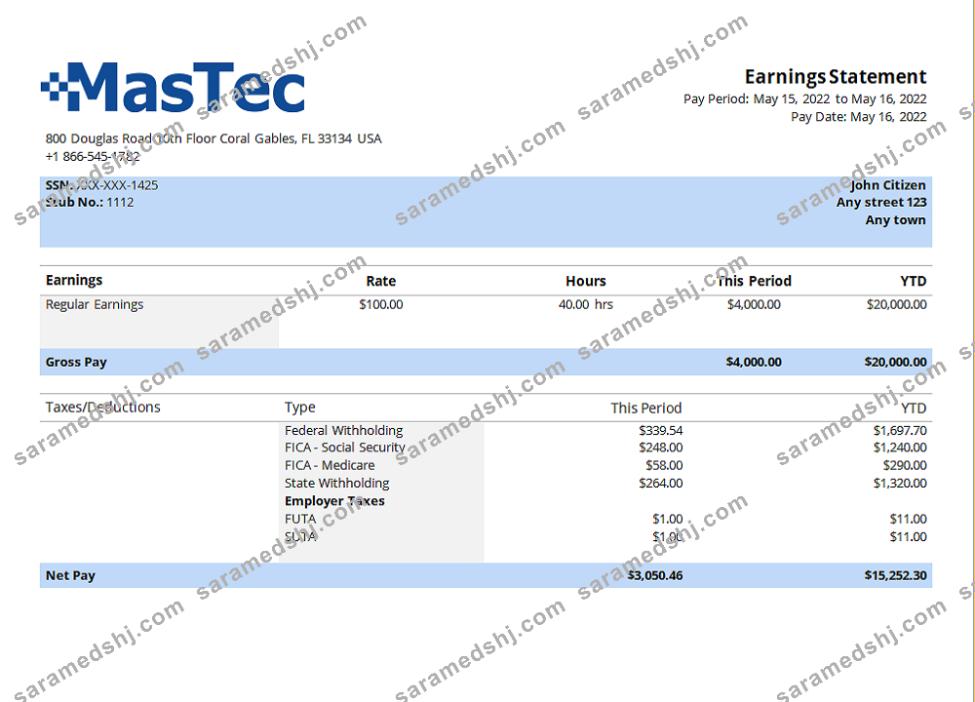 USA engineering company employee sheet Mastec